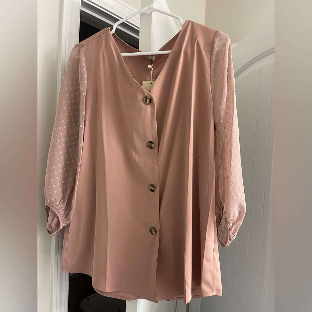 Dusty Rose Ling Sleeve Blouse